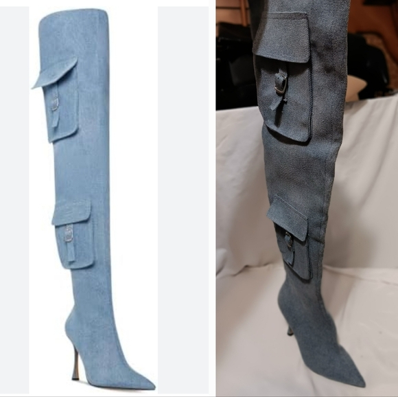 Steve Madden Shoes - Steve Madden Brittany Denim Cargo Pocket Over-the-Knee Boots